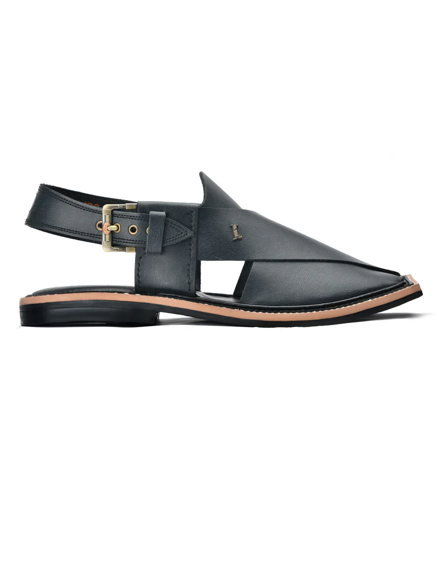 GREY PLAIN PESHAWARI SANDALS | JJFW-JPC-11488/S24-FR-PLN - Image 2