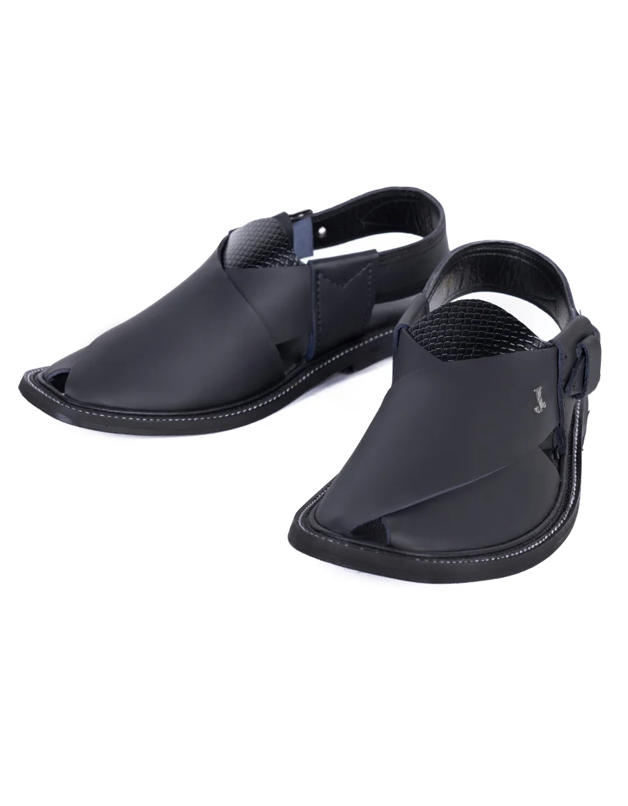 MATT BLACK PESHAWARI SANDALS | JJFW-JPC-11500/S25-H - Image 3
