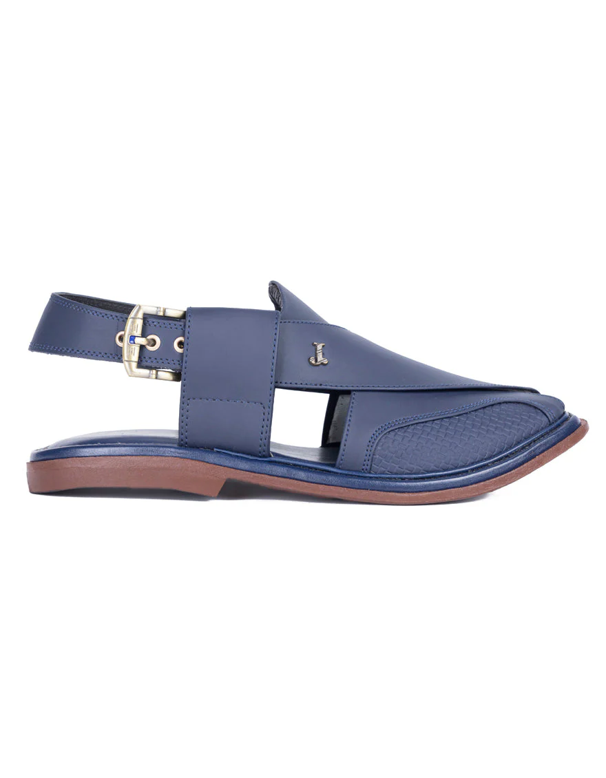 BLUE PLAIN PESHAWARI SANDALS | JJFW-JPC-11504/S25-ZU-PLN - Image 3