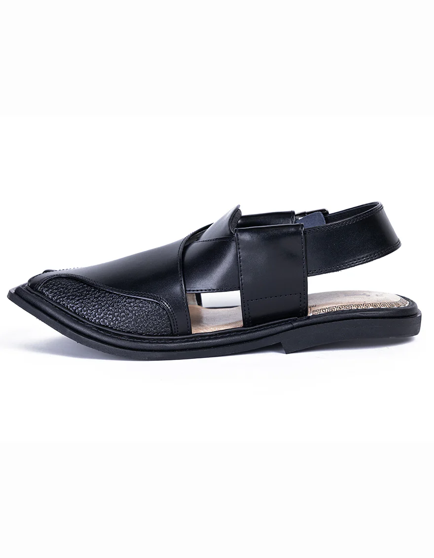 BLACK HIGH CHROME PESHAWARI SANDALS | JJFW-JPC-16007/S24-ZU-PLN - Image 2