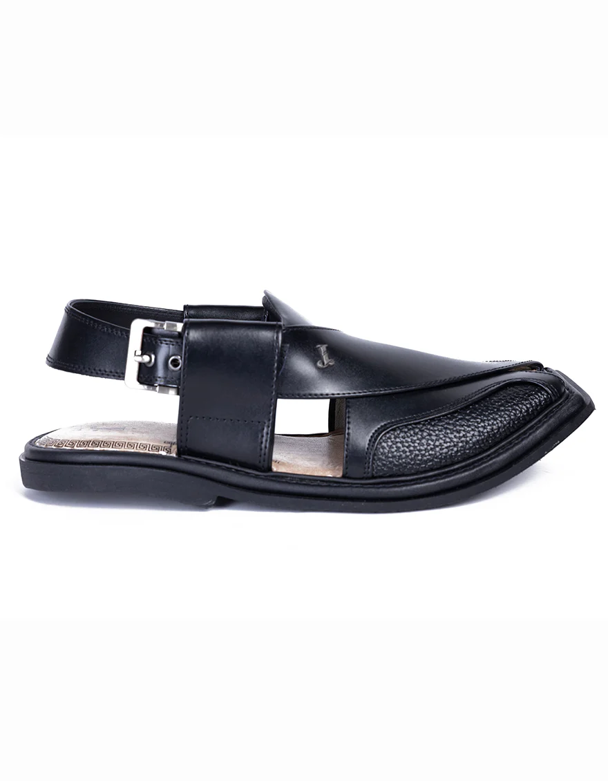 BLACK HIGH CHROME PESHAWARI SANDALS | JJFW-JPC-16007/S24-ZU-PLN - Image 3