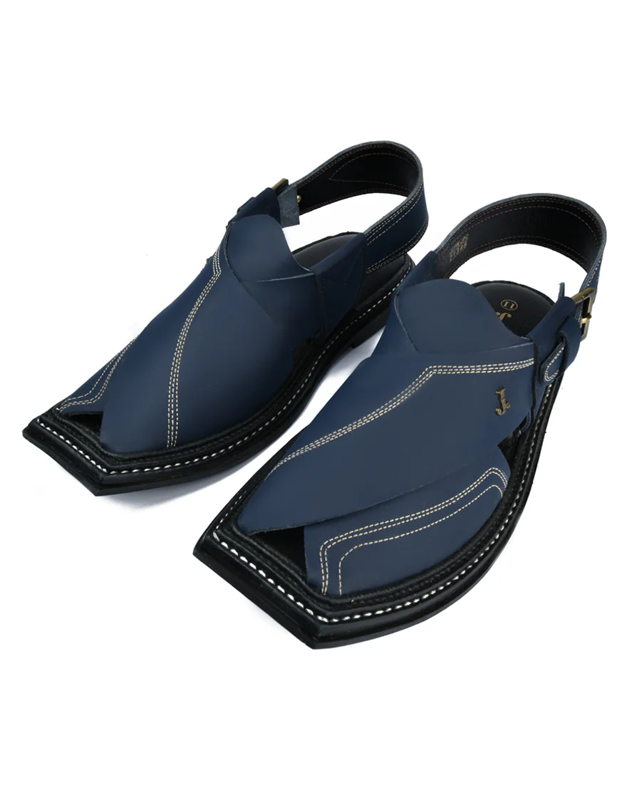 BLUE HIGH CHROME PESHAWARI SANDALS | JJFW-JPC-21348/S25-A - Image 3