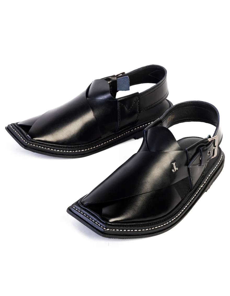 BLACK PESHAWARI SANDALS | JJFW-JPC-21352/S25-G - Image 3