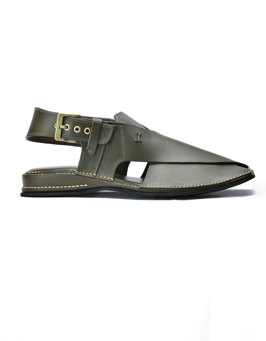 GREEN PLAIN PESHAWARI SANDALS | JJFW-JPC-4015/S24-ZR - Image 2