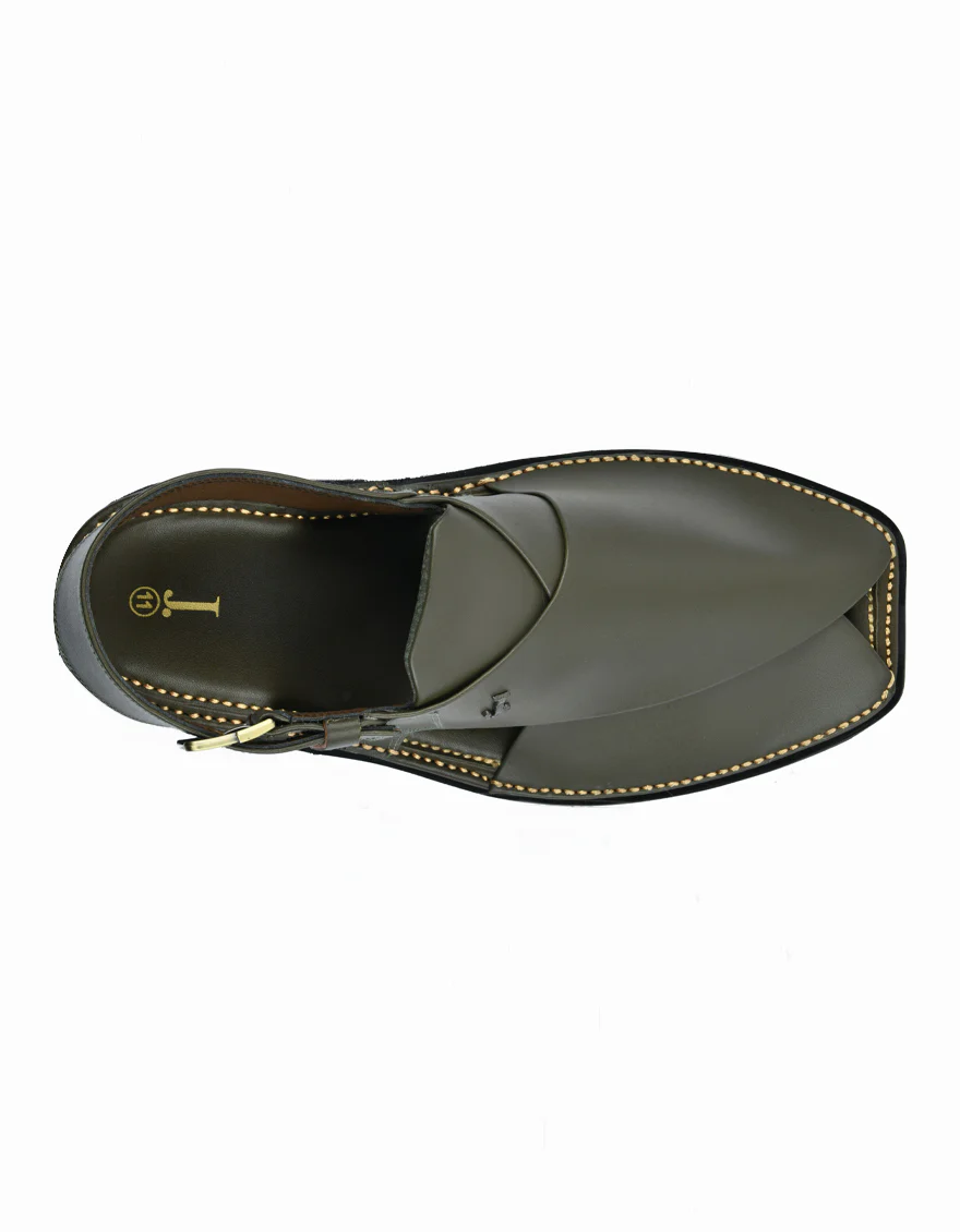 GREEN PLAIN PESHAWARI SANDALS | JJFW-JPC-4015/S24-ZR - Image 3