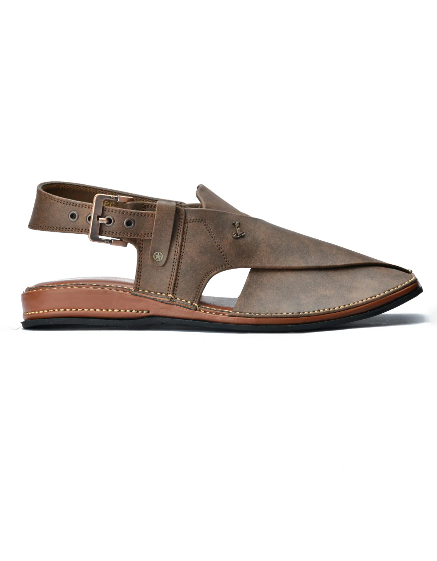 BROWN PLAIN PESHAWARI SANDALS | JJFW-JPC-4016/S24-ZR - Image 2