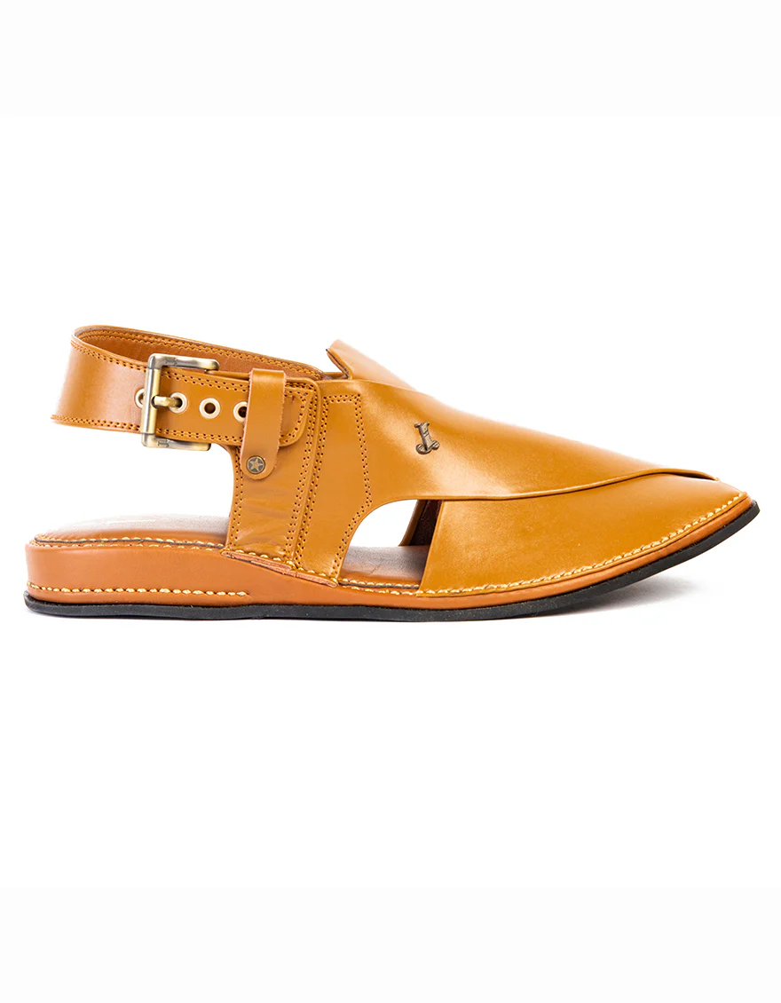 MUSTARD PLAIN PESHAWARI SANDALS | JJFW-JPC-4022/S25-SC - Image 3