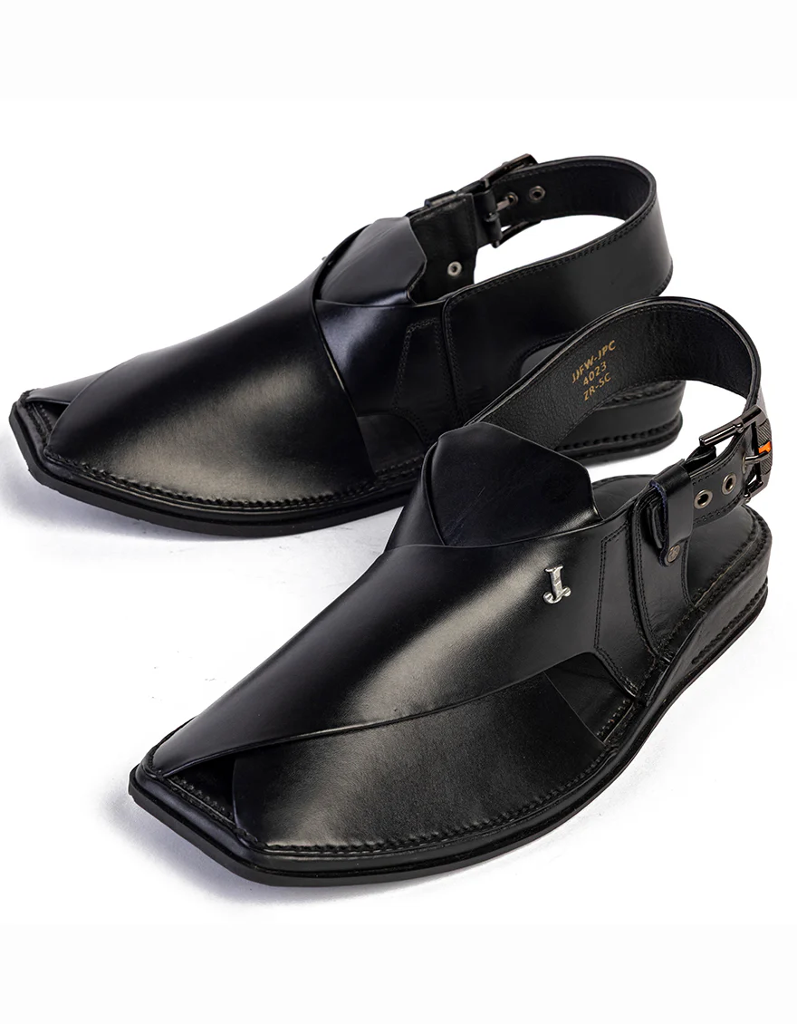 BLACK PESHAWARI SANDALS | JJFW-JPC-4023/S25-SC-PLN - Image 2