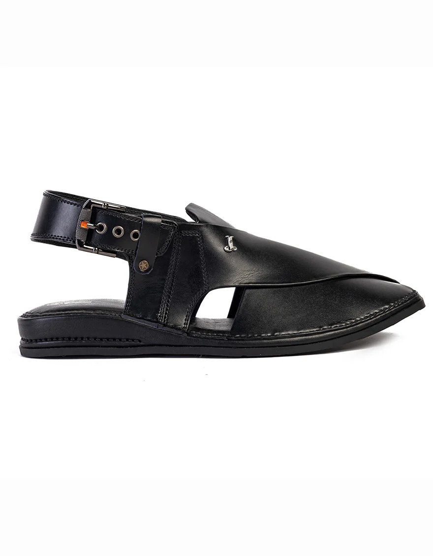 BLACK PESHAWARI SANDALS | JJFW-JPC-4023/S25-SC-PLN - Image 3