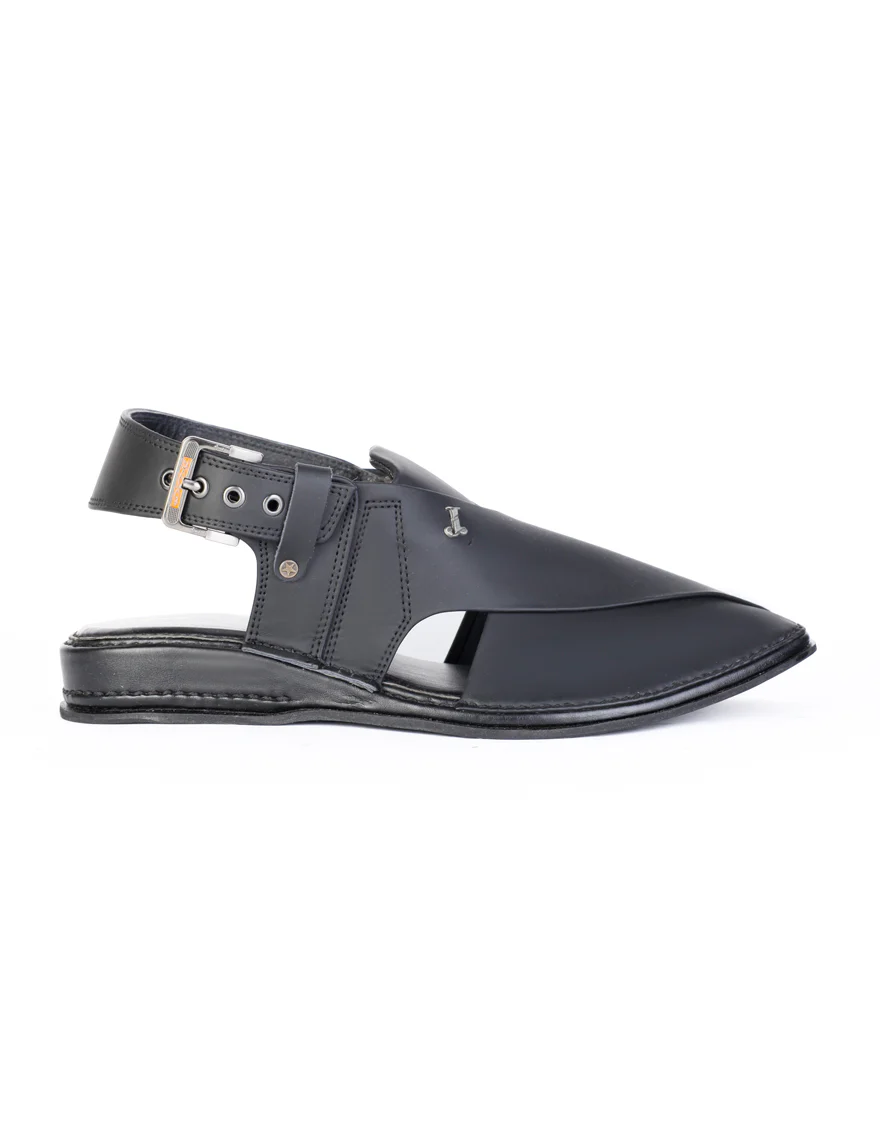 MATT BLACK PESHAWARI SANDALS | JJFW-JPC-4024/S25-SC-PLN - Image 3