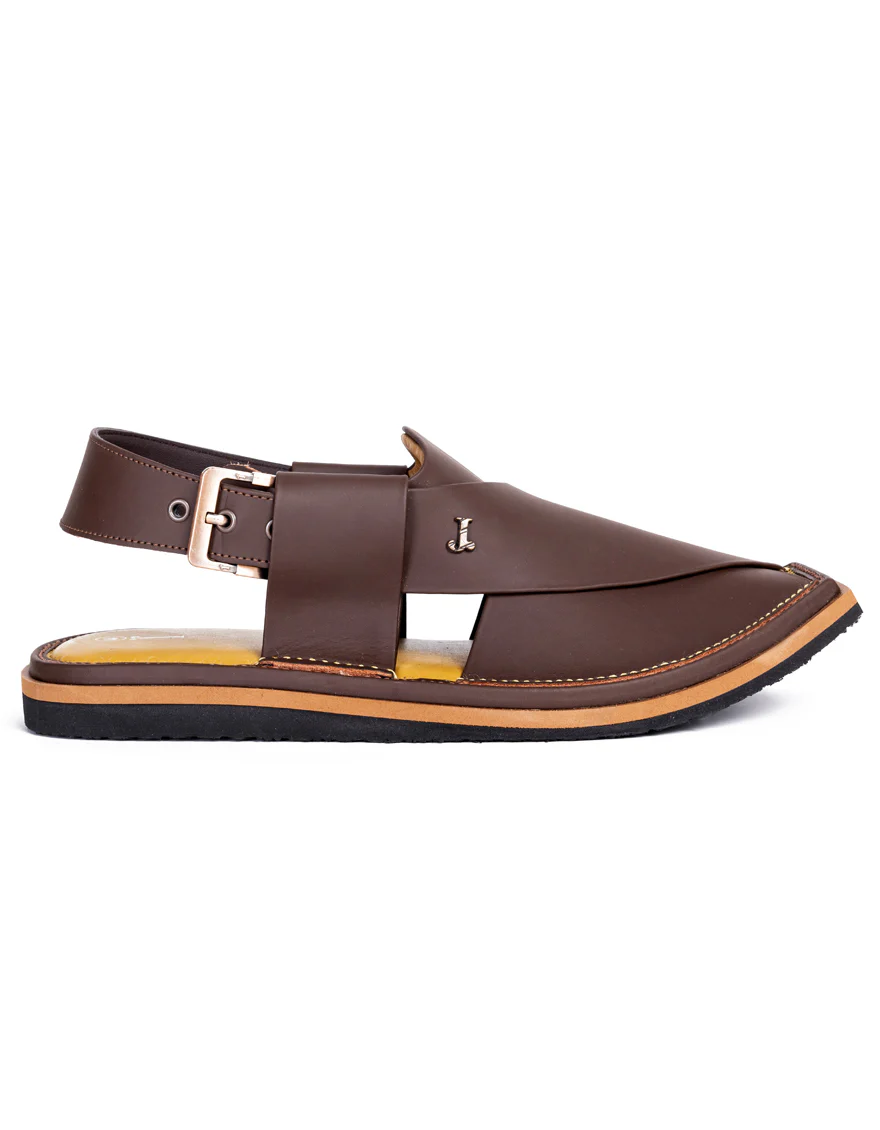CHOCOLATE BROWN PLAIN PESHAWARI SANDALS | JJFW-JPC-9012/S25-SC-PLN - Image 2