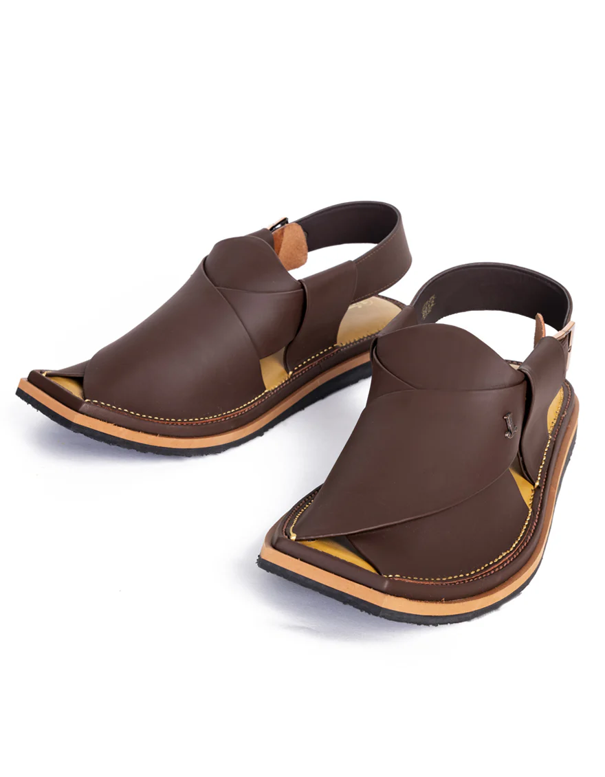 CHOCOLATE BROWN PLAIN PESHAWARI SANDALS | JJFW-JPC-9012/S25-SC-PLN - Image 3