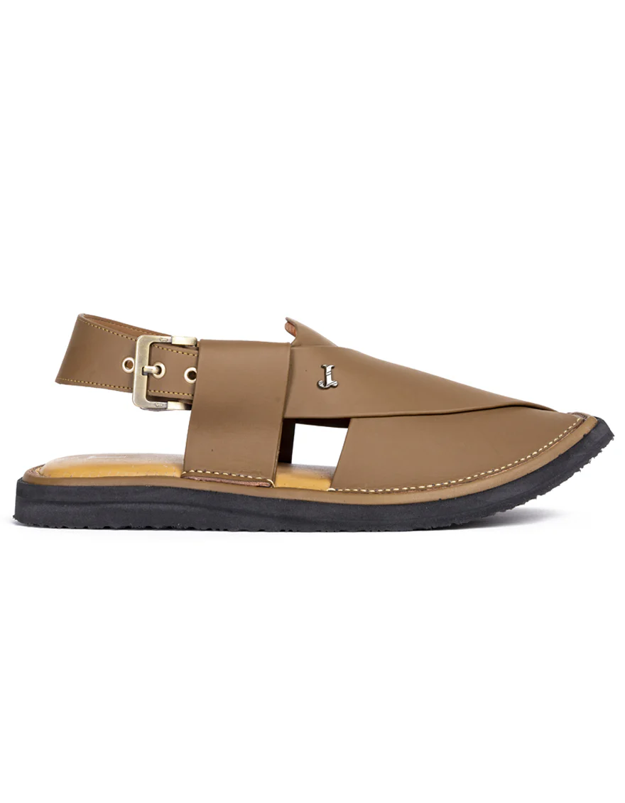 CAMEL BROWN PLAIN PESHAWARI SANDALS | JJFW-JPC-9014/S25-SC-PLN - Image 2