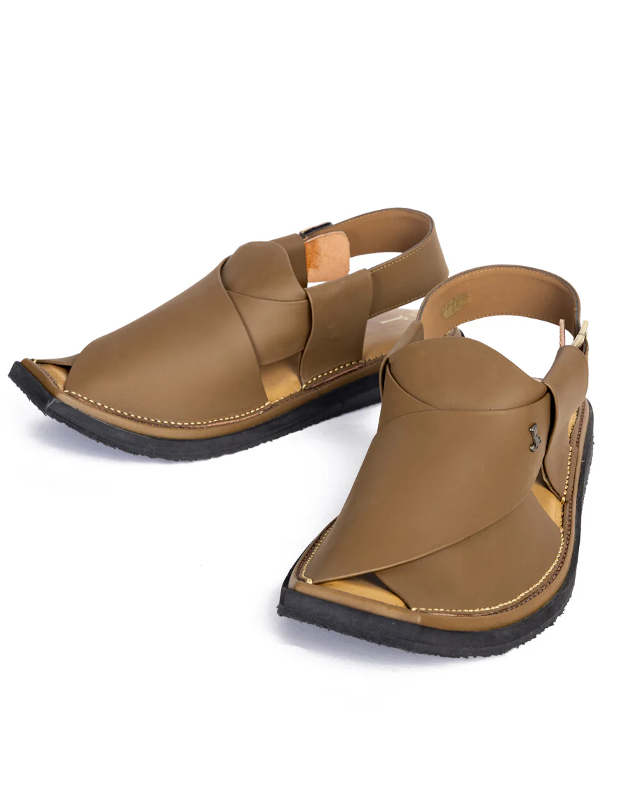 CAMEL BROWN PLAIN PESHAWARI SANDALS | JJFW-JPC-9014/S25-SC-PLN - Image 3