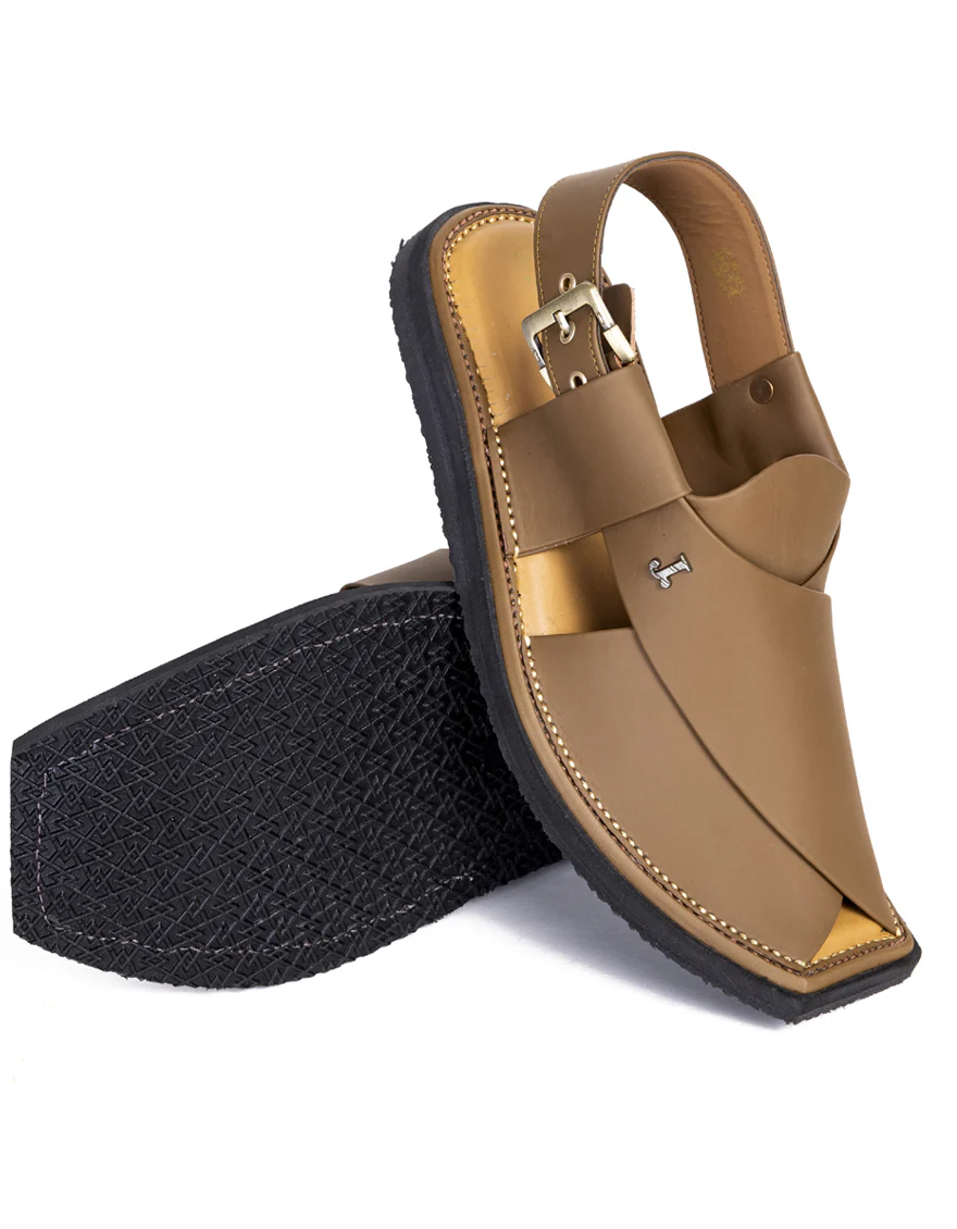 CAMEL BROWN PLAIN PESHAWARI SANDALS | JJFW-JPC-9014/S25-SC-PLN - Image 4