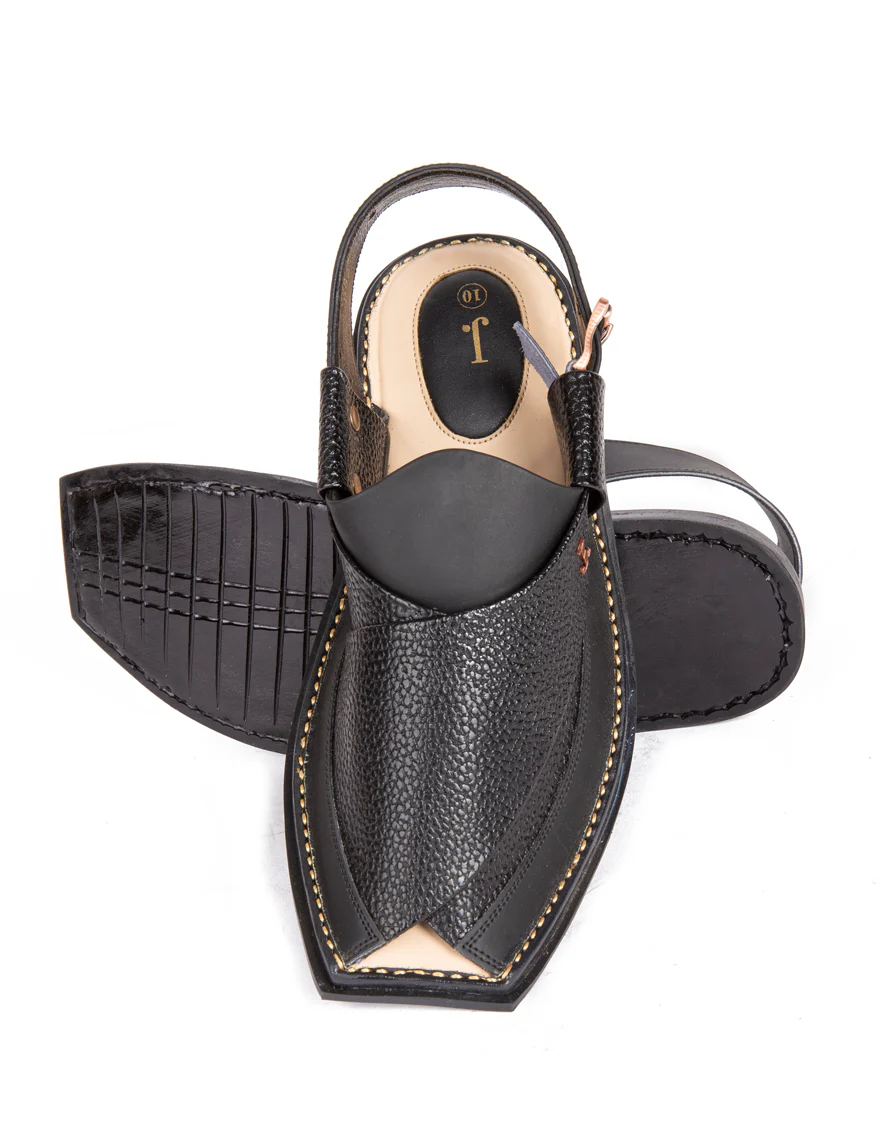 BLACK PESHAWARI SANDALS | JJFW-JPC-US-006-R1/S21-DP-AD-TXT