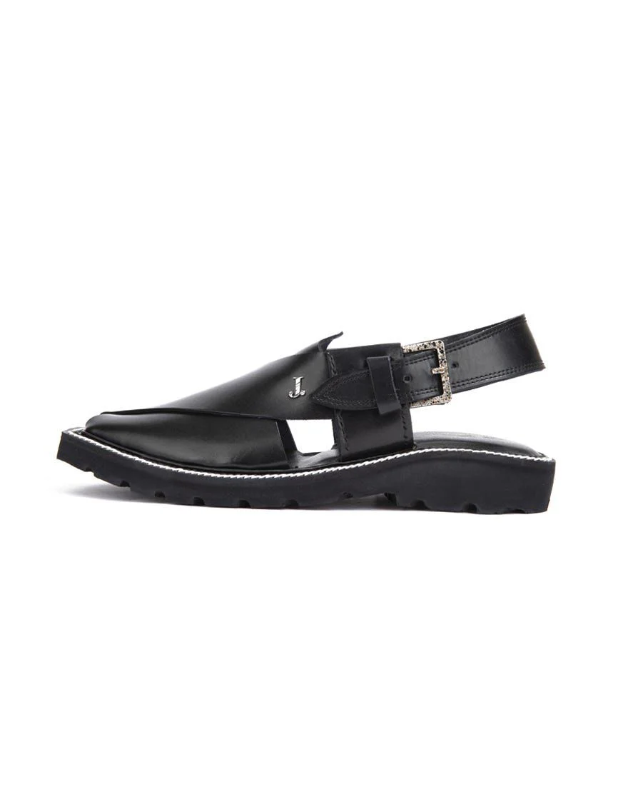 BLACK PESHAWARI SANDALS | JJFW-JPC-US-019-R1/S22-PO-ZA-PLN - Image 2
