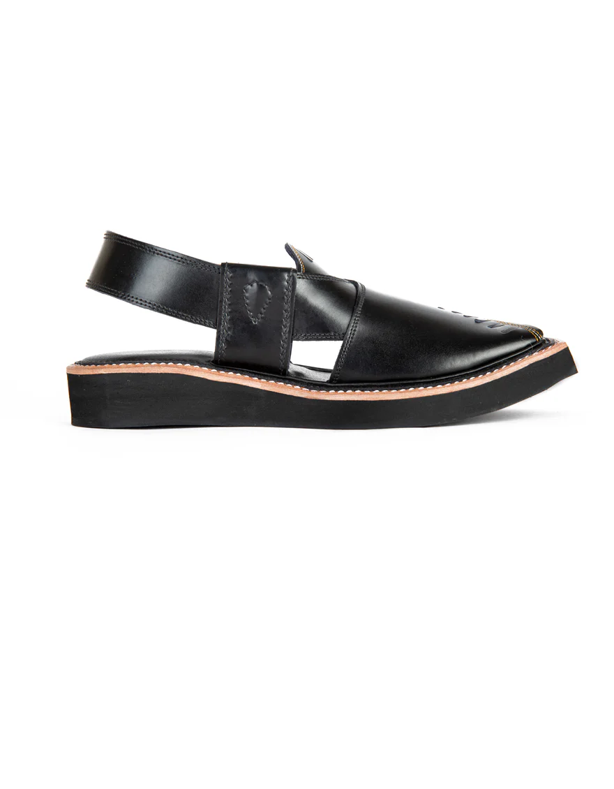 BLACK PLAIN PESHAWARI SANDALS | JJFW-JPC-US-029-R1/S22-KC-ZA-PLN - Image 3