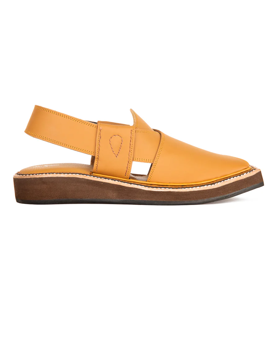 MUSTARD PLAIN PESHAWARI SANDALS | JJFW-JPC-US-031-KC-R1/S22-ZA-PLN - Image 3