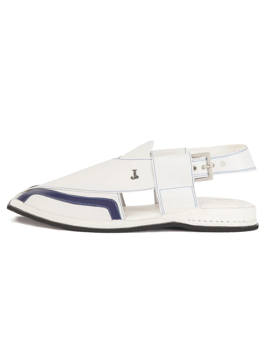 WHITE PESHAWARI SANDALS | JJFW-JPC-US-032/S21-DP-ZU-TXT - Image 2
