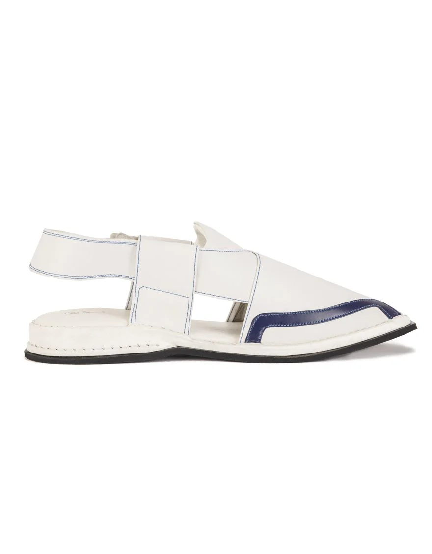 WHITE PESHAWARI SANDALS | JJFW-JPC-US-032/S21-DP-ZU-TXT - Image 3