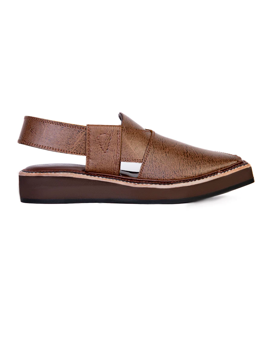 DARK BROWN PLAIN PESHAWARI SANDALS | JJFW-JPC-US-033-R1/S23-KC-ZA-PLN - Image 3