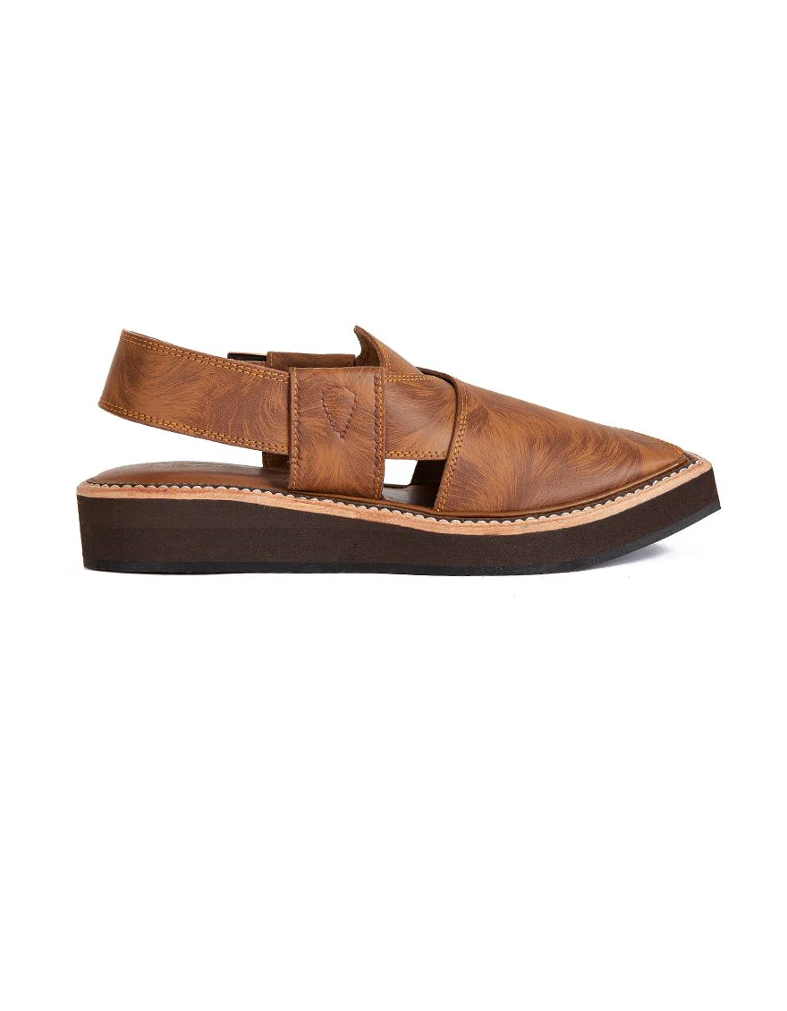 BROWN PESHAWARI SANDALS | JJFW-JPC-US-039/S21-KC-ZA-PLN - Image 3