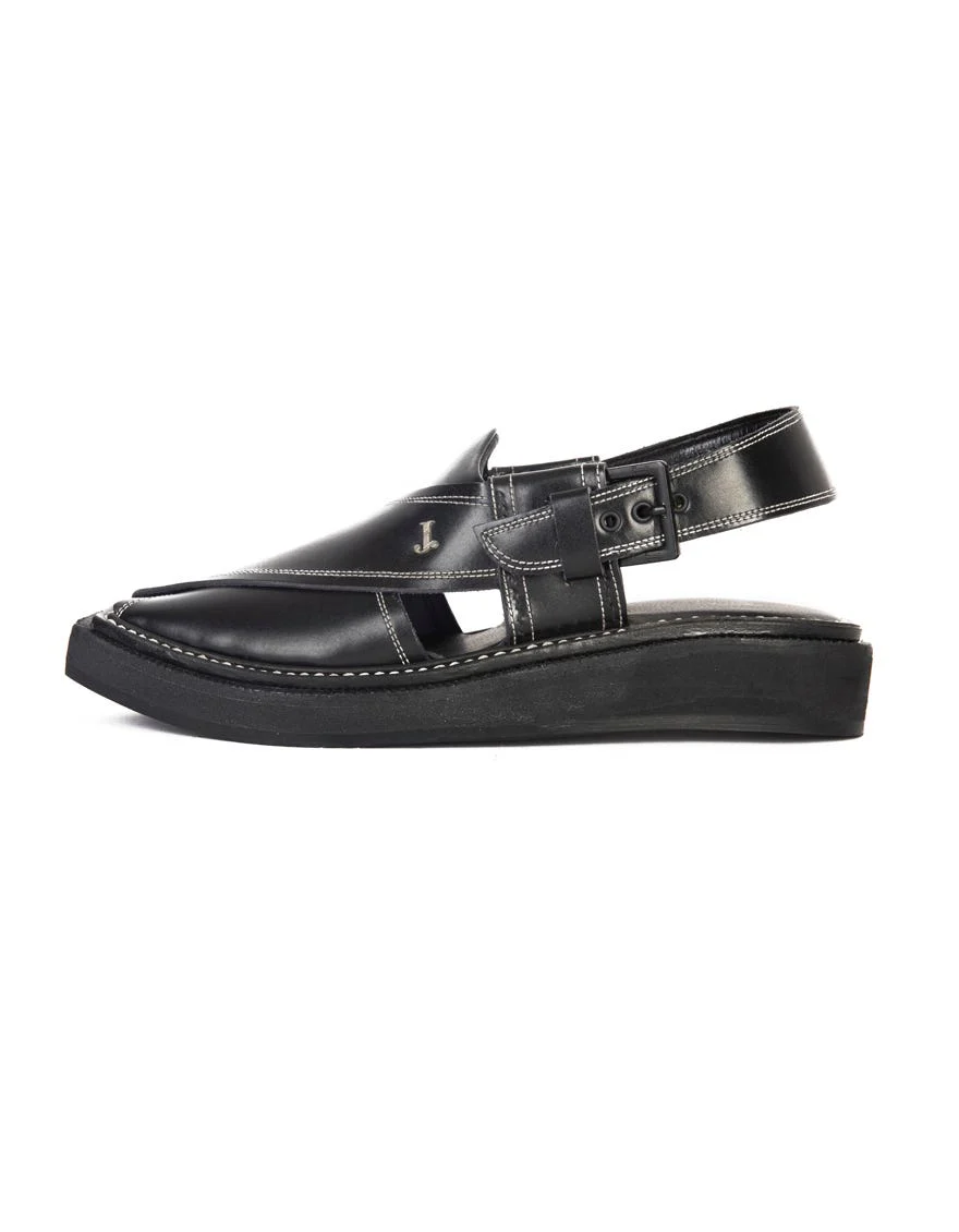BLACK PESHAWARI SANDALS | JJFW-JPC-US-046/S21-KC-ZA-PLN - Image 2
