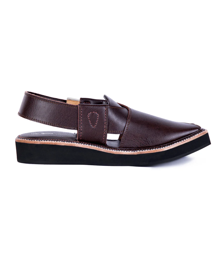 CHOCOLATE BROWN PLAIN PESHAWARI SANDALS | JJFW-JPC-US-051/S23-KC-ZA-PLN - Image 3