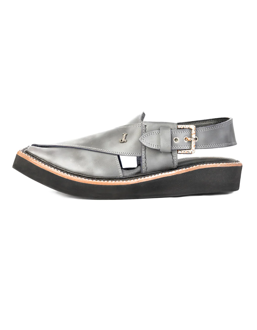 GREY PLAIN PESHAWARI SANDALS | JJFW-JPC-US-055-KC/S23-ZA-PLN - Image 2