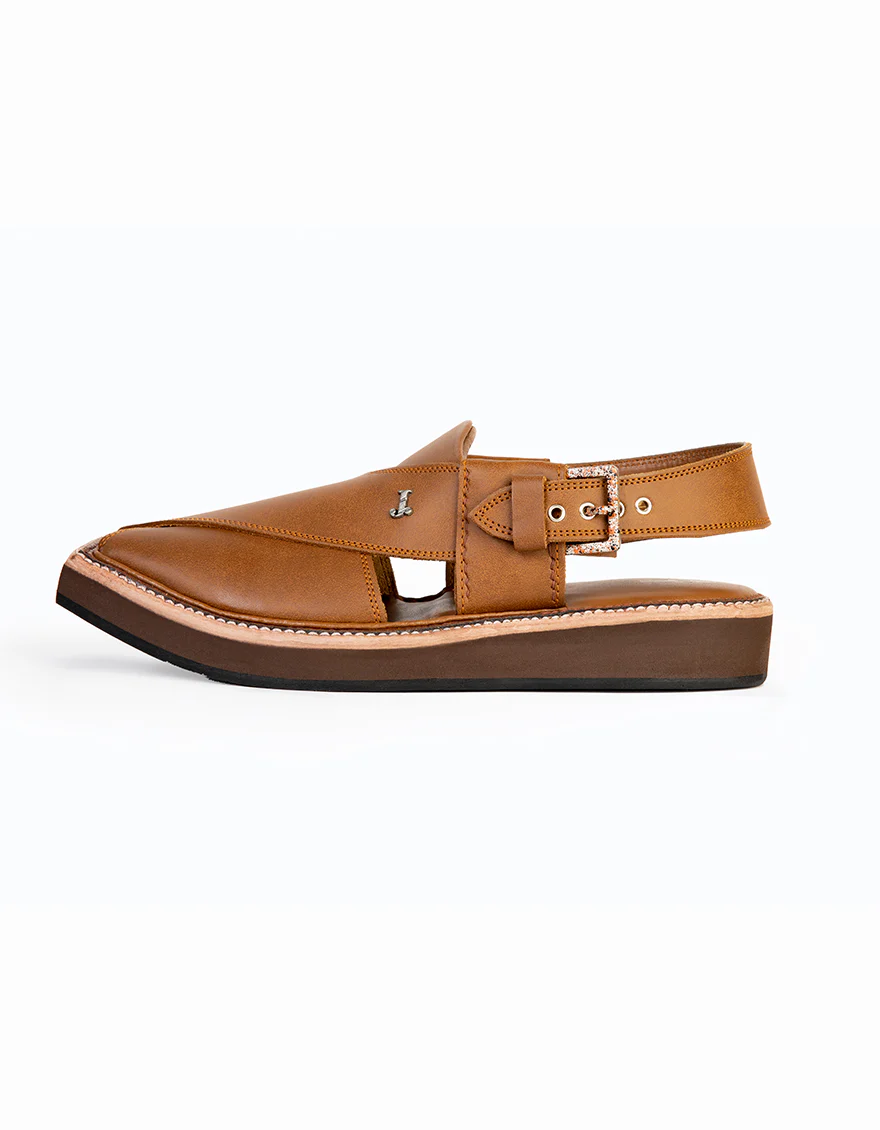 BROWN PLAIN PESHAWARI SANDALS | JJFW-JPC-US-056/S23-KC-ZA-PLN - Image 2
