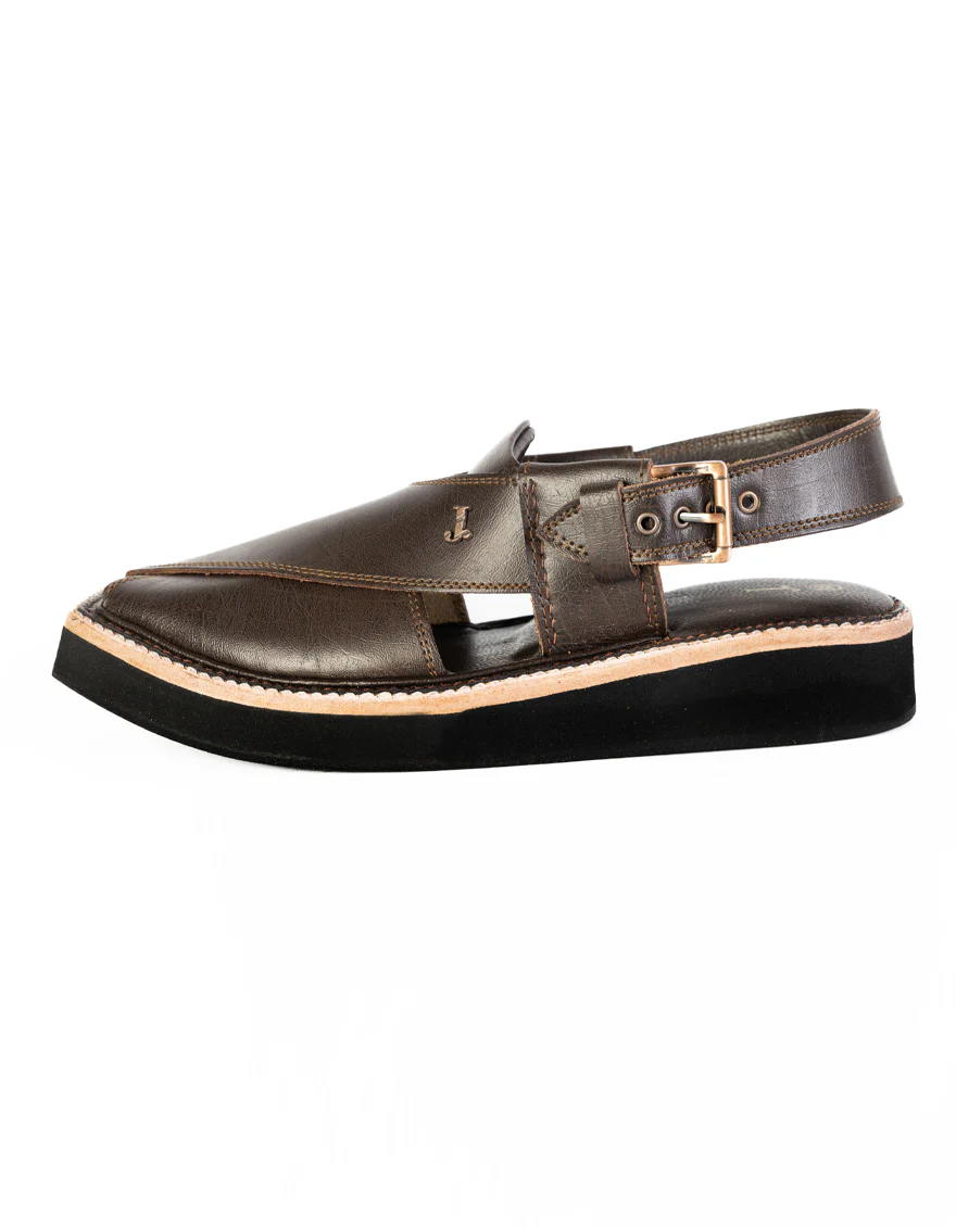 DARK BROWN PESHAWARI SANDALS | JJFW-JPC-US-058/S23-KC-ZA-PLN - Image 2