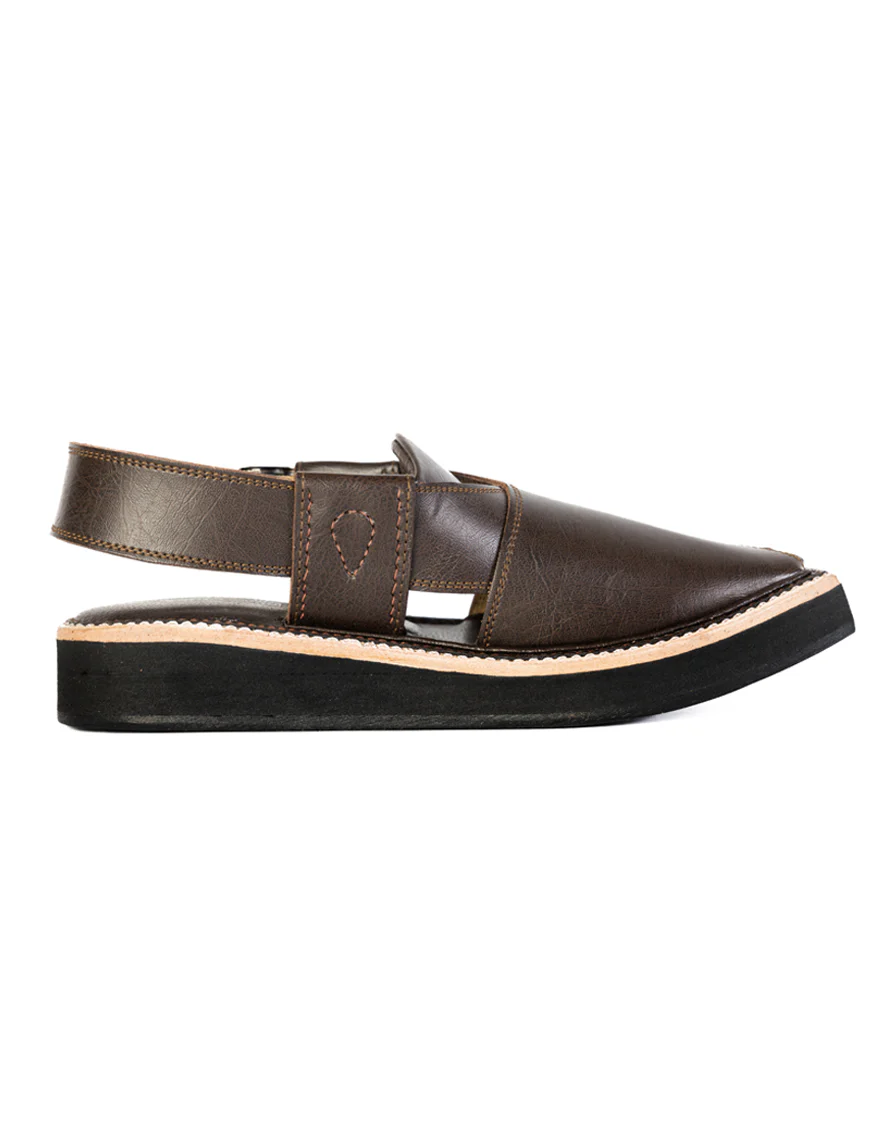 DARK BROWN PESHAWARI SANDALS | JJFW-JPC-US-058/S23-KC-ZA-PLN - Image 3
