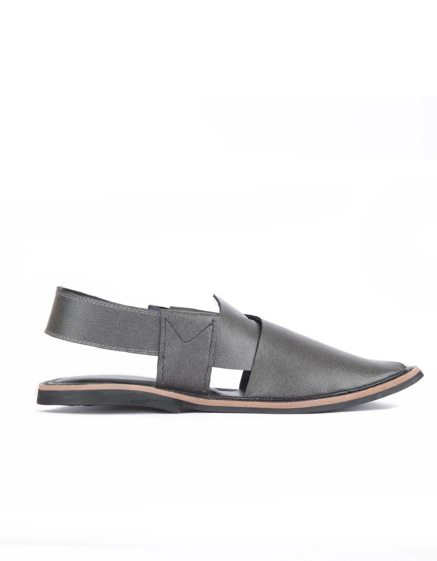 DARK GREY PESHAWARI SANDALS | JJFW-JPC-US-11261/S19/RM-PLN - Image 3
