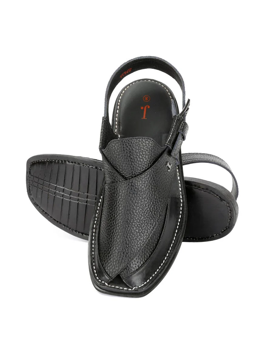 BLACK TEXTURED PESHAWARI SANDALS | JJFW-JPC-US-11262-R1/S22-AD-TXT