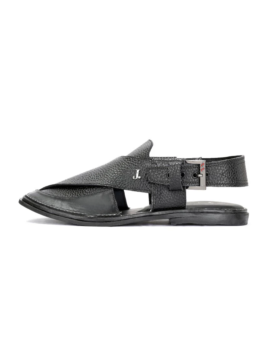 BLACK TEXTURED PESHAWARI SANDALS | JJFW-JPC-US-11262-R1/S22-AD-TXT - Image 2