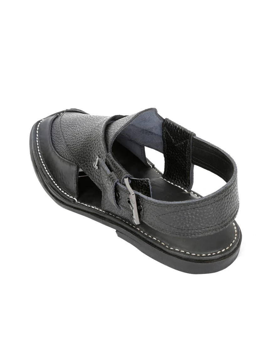 BLACK TEXTURED PESHAWARI SANDALS | JJFW-JPC-US-11262-R1/S22-AD-TXT - Image 3
