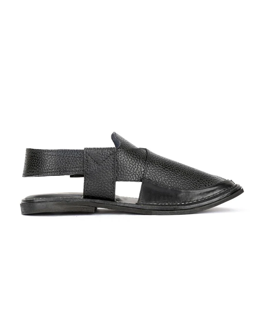 BLACK TEXTURED PESHAWARI SANDALS | JJFW-JPC-US-11262-R1/S22-AD-TXT - Image 4