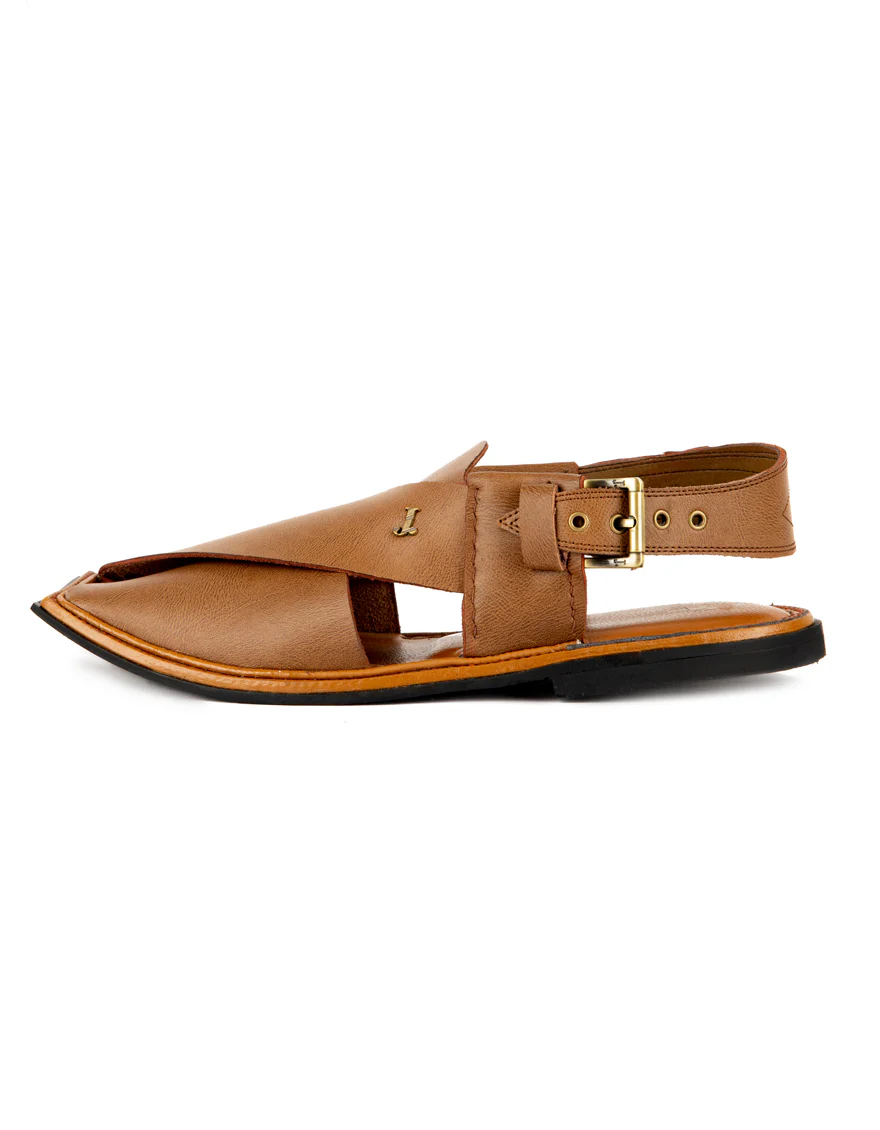 CAMEL BROWN PLAIN PESHAWARI SANDALS | JJFW-JPC-US-11270/S22-ZU-PLN - Image 2