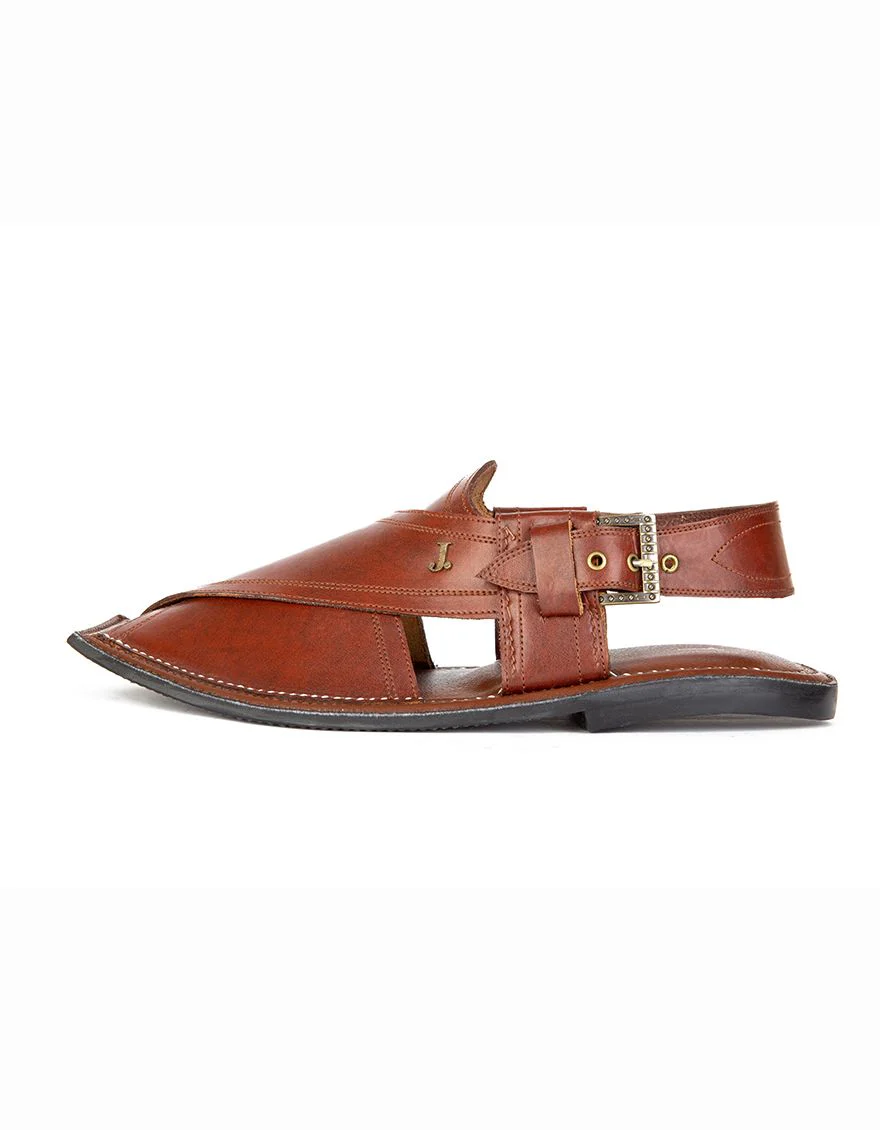 BROWN PESHAWARI SANDALS | JJFW-JPC-US-11273/S19/AD-PLN - Image 2