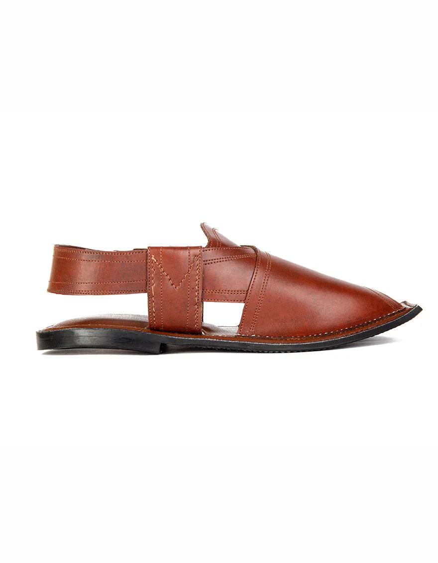 BROWN PESHAWARI SANDALS | JJFW-JPC-US-11273/S19/AD-PLN - Image 4