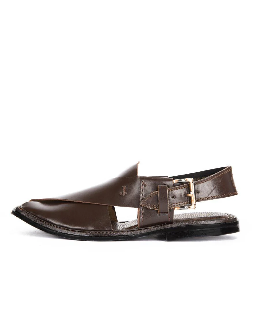 DARK BROWN PESHAWARI SANDALS | JJFW-JPC-US-11277/S19/ZU-PLN - Image 2