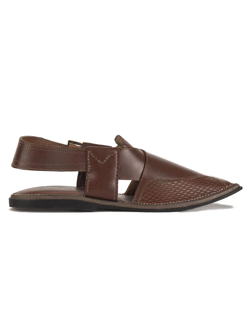 BROWN PESHAWARI SANDALS | JJFW-JPC-US-11303/S20/HA-TXT - Image 2