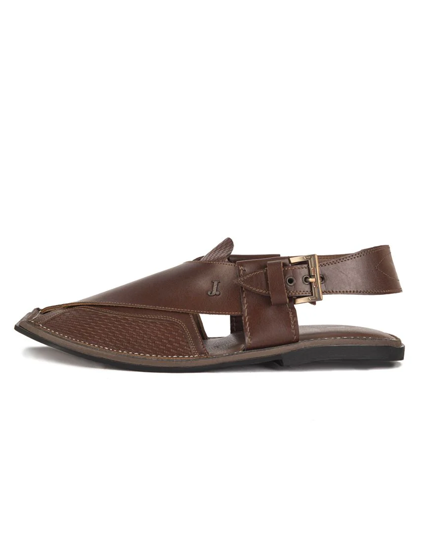 BROWN PESHAWARI SANDALS | JJFW-JPC-US-11303/S20/HA-TXT - Image 3
