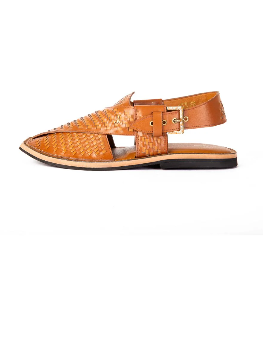 DARK BROWN PESHAWARI SANDALS | JJFW-JPC-US-11310/S20-GK-TXT - Image 2