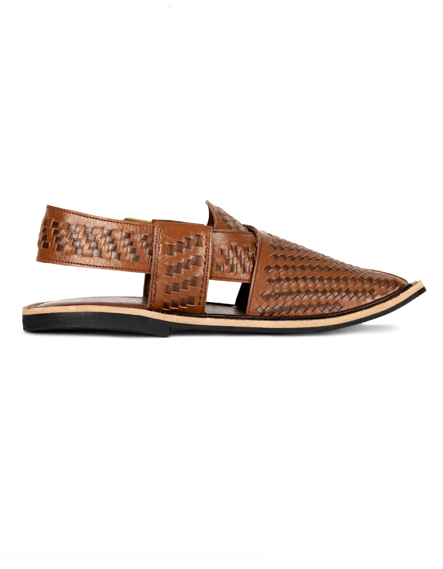 DARK BROWN TEXTURED PESHAWARI SANDALS | JJFW-JPC-US-11310/S22-RM-TXT - Image 3