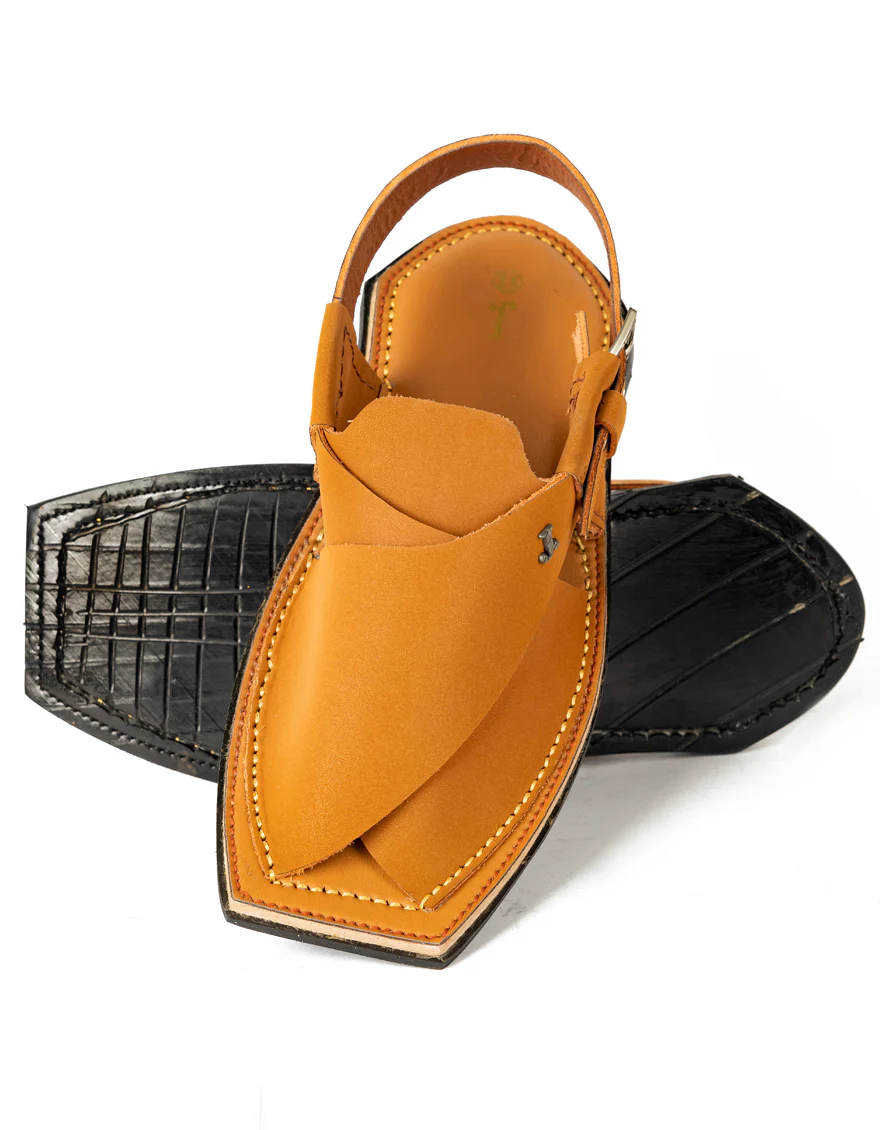 BROWN LEATHER PESHAWARI SANDALS | JJFW-JPC-US-11330/S23-GK-PLN