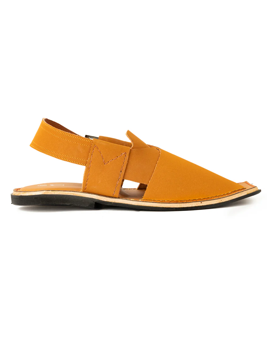 BROWN LEATHER PESHAWARI SANDALS | JJFW-JPC-US-11330/S23-GK-PLN - Image 2
