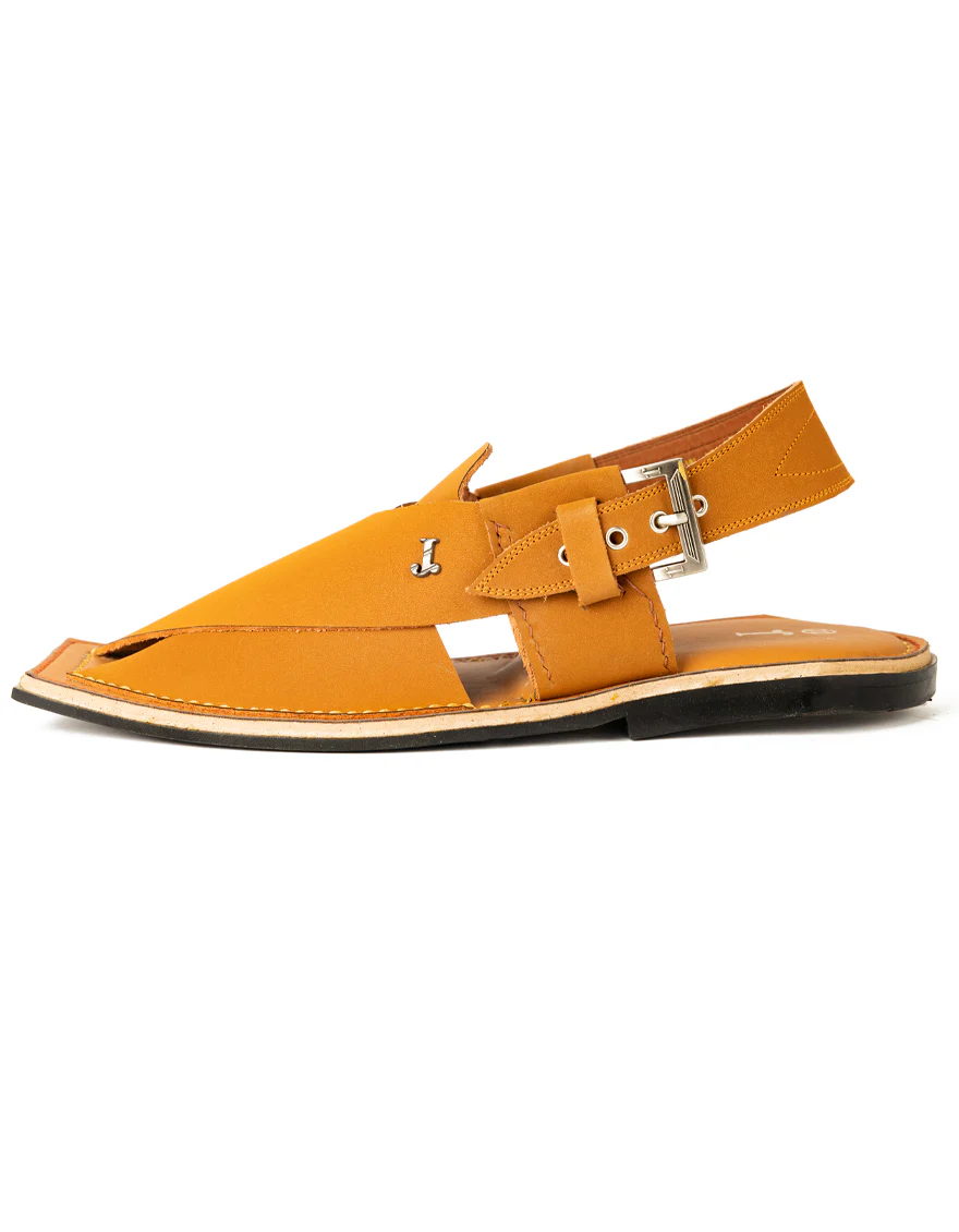 BROWN LEATHER PESHAWARI SANDALS | JJFW-JPC-US-11330/S23-GK-PLN - Image 3