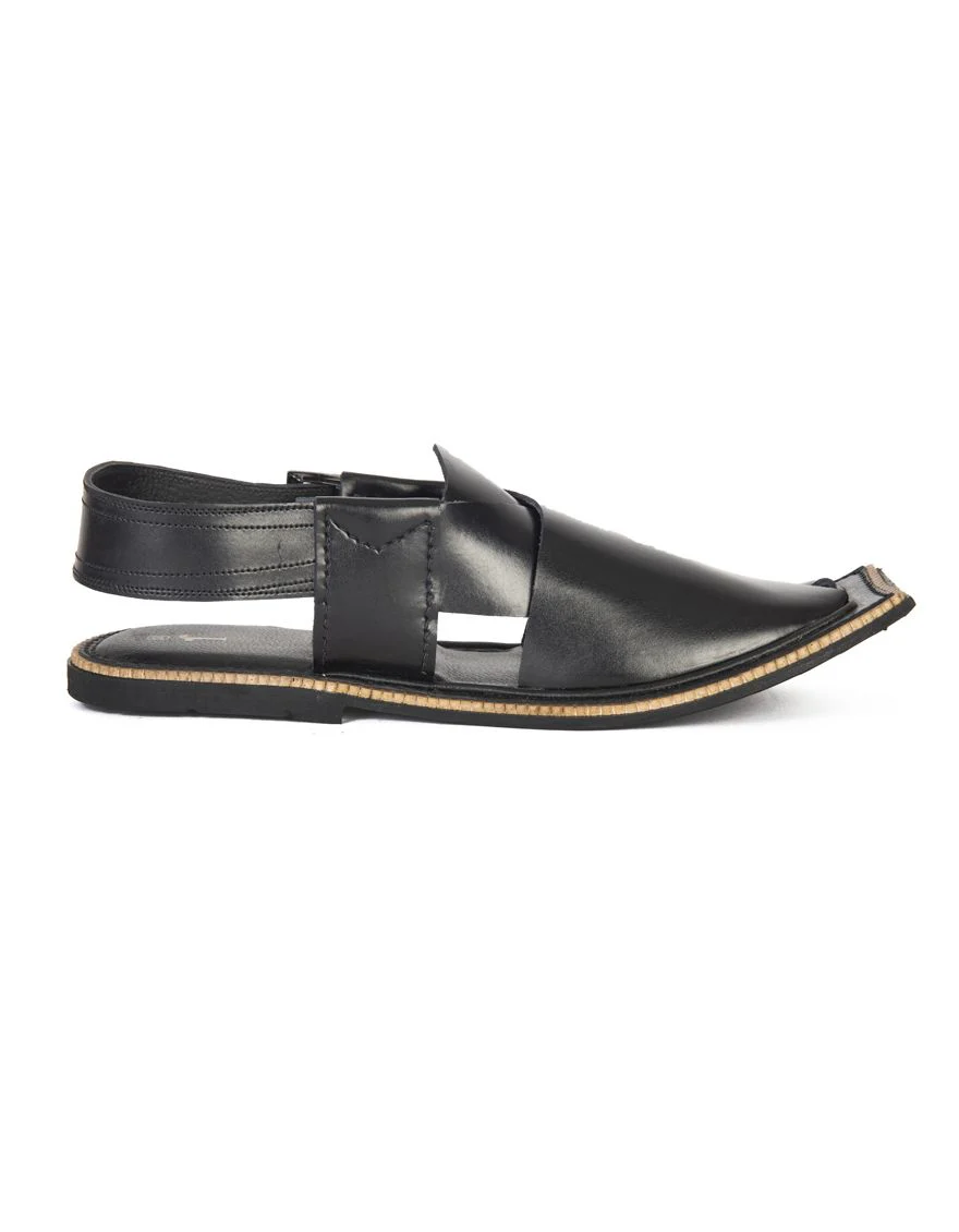 BLACK PESHAWARI SANDALS | JJFW-JPC-US-11342/S21-GK-PLN - Image 3